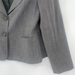 Lafayette 148 Virgin Wool Pin Check Womens Blazer Sz 16 Academia Preppy 2 Button Gray Photo 3