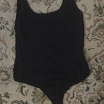 Black Sleeveless Deep Scoop neck Bodysuit Basic Minimal Capsule Casual Layering Size M Photo 0