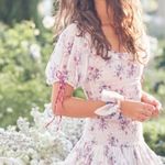 Love Shack Fancy x Aerin Floral Lilac Violet Smocked Ruffle Mini Dress Photo 0