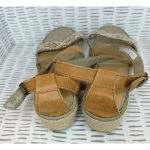 Eddie Bauer  W. Kara Canvas‎ Wedge Sandal Brown Leather Straps Size 9 Photo 5