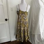 Mlle Gabrielle Boho Tiered Maxi Sundress in Yellow Floral y2k Spaghetti Strap A-Line Dress Photo 5