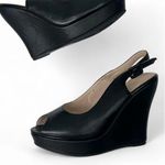 SCALA Collezione 37 / 7 European wedge sandal Platform Open Toe Slingback Black Photo 0