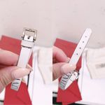 Valentino Garavani Authentic White & Black Thin Leather VLTN Buckle Bracelet Photo 6