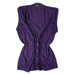 The Limited  Sweater Vest Womens Sz M Plum Knit Cotton Sleeveless V Neck Buttoned Photo 10