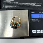 14K yellow gold, onyx, turquoise and diamond ring, vintage, size ~7 Gold Photo 15