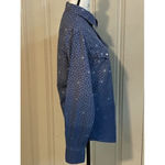 True Religion  Blue Pearl Snap Western Shirt Women’s S Pocket Collar Long Sleeve Photo 7