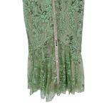 Mac Duggal Green Puff Sleeve V Neck Floral Embellished Dress 68266 size 4 Midi Photo 4