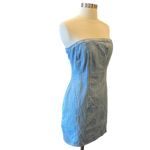 ASOS  Strapless Denim Mini Dress With Slit Hem Photo 5