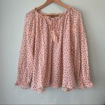 True Craft Ditsy Floral Linen-like Semi Sheer Peach Top 2X Photo 0