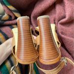 White House | Black Market  siesta real leather block heel sandals cognac braided Photo 8