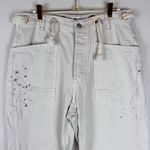 Free People  We the Free Moxie Pull On Barrel Jeans White Paint Splatter Size 27 Photo 5