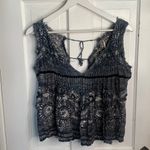 Free People Myna Tank in Floral Print Black Combo Frayed Raw Edges W-091 Sz S Photo 5