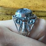 Natural White Buffalo Sterling Silver Ring Size 7 Black Photo 1