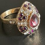 Water drop purple crystal CZ gold plated ring size 7.5 Photo 1
