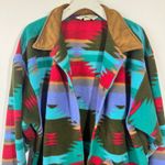 Little Big Horn Shirt Co. Sweater Women L Aztec Suede Collar USA Fleece Navajo Blue Size L Photo 4