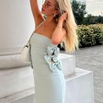 ZARA  dress midi maxi bodycon strapless bow fitted wedding party cocktail Photo 4