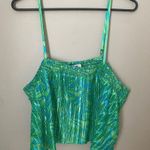 BP Tank Top Plissé Crop Camisole Green Ziggy Animal Abstract Marble Blue Plus Photo 1