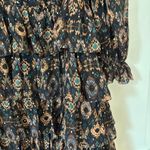 Ulla Johnson Esma Mini Dress Onyx Ikat Size 2 Ruffle Silk Georgette Metallic S Photo 7