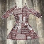 Paper Crane By Anthropologie Cold Shoulder Wine Black and White Dress Size Large Photo 10