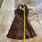 Windsor NEW  Laced Up Luxe Satin Halter Mini Dress Photo 6