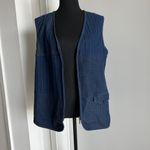 Alia Vest Womens 12 Blue Zip Up Pinstripe Denim Casual Pockets Stretch Layering Photo 2