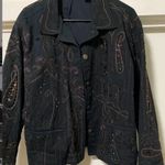 Chico's Design Black Denim Embellished Trucker Jacket sz XL Photo 2