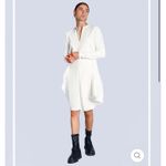 Marie Saint Pierre Ashes Dress Size 4 Asymmetrical Fine Scuba Mini Dress Pockets White Photo 12