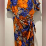 Jacqueline Ferrar VTG 80s 90s  Colorful Tropical Hawaiian Floral Wrap Dress - 14P Photo 2