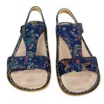 Alegria  Kendra Wedge Sandals 37 7 Blue Birdland Print Mosaic Photo 2