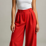 Nicole Miller NWT  New York 100% Linen Pant Front Pockets Orange Red Photo 0