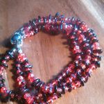 Indian Garnet and Seed Bead Triple Strand Magnetic Clasp Bracelet Photo 3