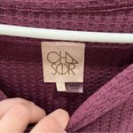 Chaser  Maroon Waffle Knit Thermal Long Sleeve Button Top Photo 2