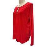 Michael Kors Women's Gold Ring Keyhole Top Long Sleeve Red Size L Holiday NWT Photo 1