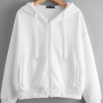 SheIn white cropped zip up sweatshirt Photo 0