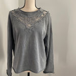 H&M  Washed Lace Cutout‎ Sweatshirt size Medium Crew Neck Fairy Grunge Soft Goth Photo 0
