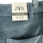 ZARA NEW  Vintage Style Retro Blue Corduroy Slim Flare Pants Size 2/34 Photo 5