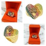 Kurt Geiger NWT  Multi-color Crystal Eagle‎ Ring Large Size 9 Rainbow Pave Photo 1
