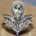 2Ct Lab Created Marquise Cut CZ Diamond Women Wedding Ring 14k White Gold Plated Silver Photo 0