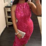 ASOS  Pearl And Fringe Halter Midi Dress in Pink Size US 0 Photo 11