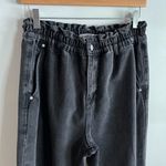JustFab  High Rise Paperbag Waist Jeans Black Tapered Mom Fit Size 31 Photo 2
