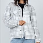Princess Polly  Brielle Denim Grey and Beige Plaid Jacket Size 12 New with tag Photo 0