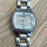 Fossil Ladies Watch Rare Vintage Big Tic Transparent Heart Dial Stainless Band Photo 2
