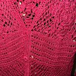 Spiegel  Crochet Button Front Sweater with Bell Sleeves Size Med Burgundy Color Photo 1