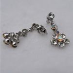 Unique Vintage  Art Deco Aurora Crystals Silver Tone Victorian Post Earrings Photo 2