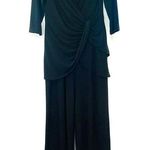 Adrianna Papell  Draped Cascading Jumpsuit Black Draped Size 6 Cocktail Classic Photo 3