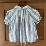 Free People  We The Free Linen Blend Away At Sea Blue/ White Striped Top sz Small Photo 7