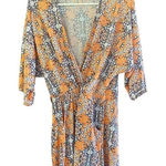 Veronica M . Women Orange White Kimono Long Sleeves Romper Size XS Photo 0