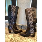 AMALFI Istria Black Chantal Snake Skin Tall Heeled Moto Riding Boots Italy 7.5M Size 7.5 Photo 8