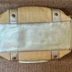 Coach Large Vintage Legacy Natural Straw & Gold Metallic Leather Tote Bag Photo 4