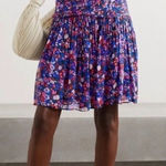 $495 Derek Lam 10 Crosby 8 Valou Mini Dress Pleated Floral Sheer Chiffon Pleats Blue Photo 0